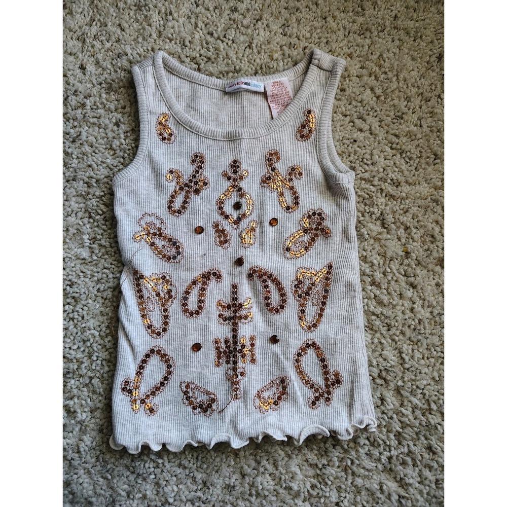 Vintage 90s Y2K Mary Kate And Ashley Tank Top Bling Sequins Girls 4/5